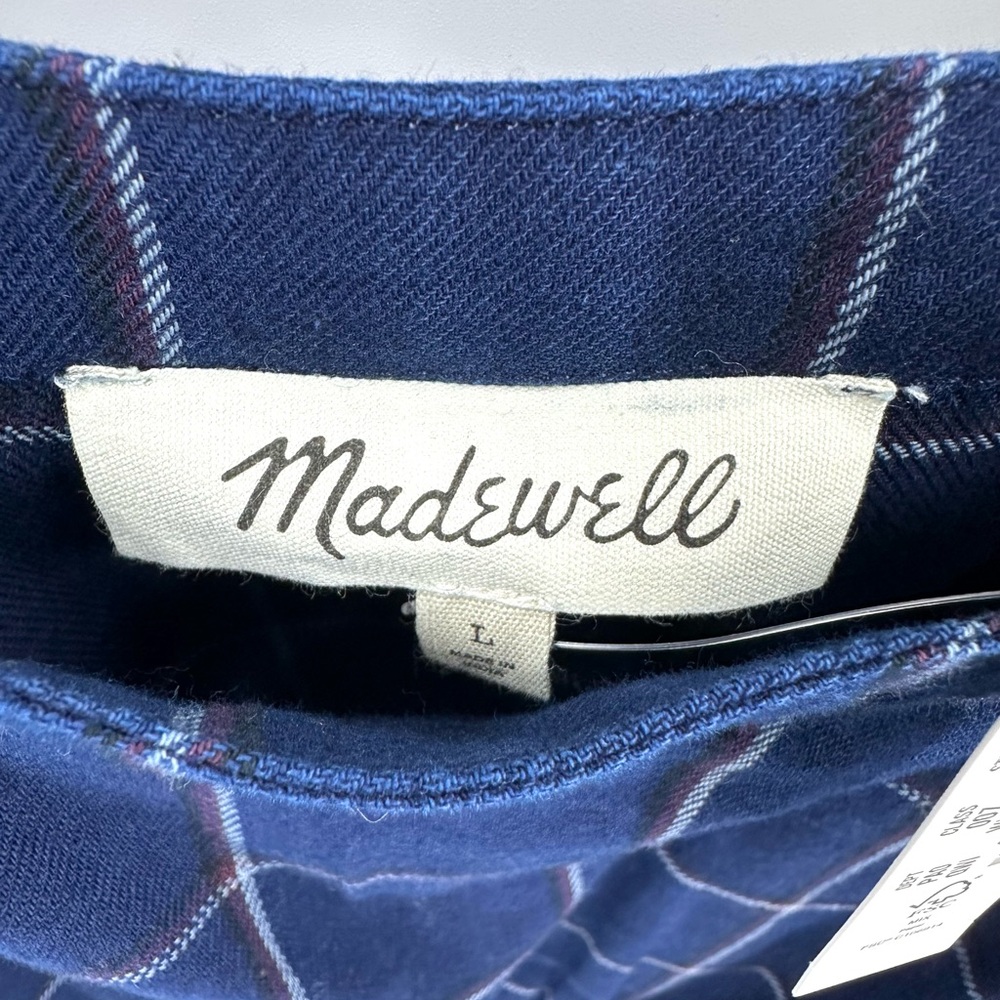 Madewell Scoopneck Peplum Top Womens Large Windowpane Preppy Boho Peasant NWT - Picture 9 of 13